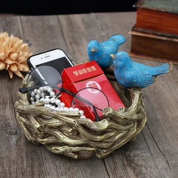 

European Personality Home Decorations American Vintage Village Bird Nest Storage Plate Desktop Storage Rack Ornaments Sculptures