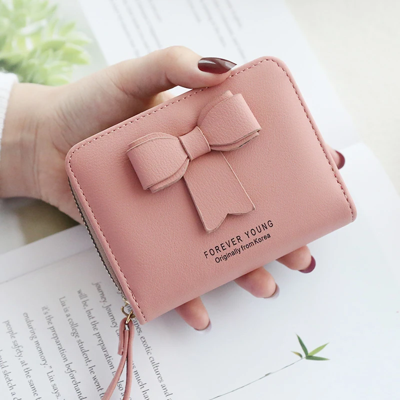2021 Leather Women Wallet Hasp Bowknot Coin Pocket Purse Women Wallets Cards Holders Luxury Brand Wallets Designer Purse