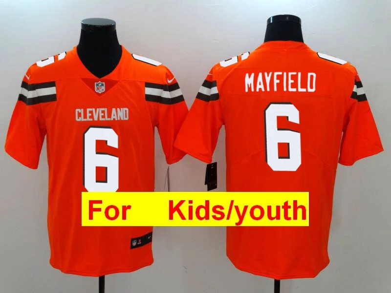 Молодежные Детские трикотажные изделия Cleveland Jabrill Peppers Baker Mayfield Myles Garrett Josh Gordon Jabrill Peppers Joe Thomas - Цвет: Синий