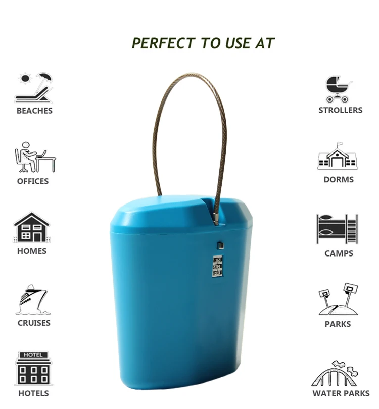 Password Code Lock Box With Line Anti-theft Safe Portable Beach Lock Plastic Bucket IndoorOutdoor Sports Password Code Lock Box (2)
