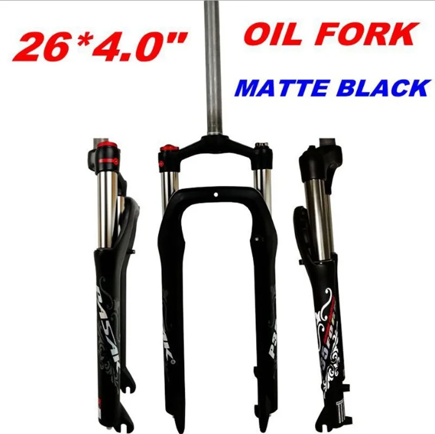 26 oil matt black PASAK MTB Маутейн Снежный велосипед 26*4," Fat Велосипедная вилка воздушный газ масло Блокировка подвески вилки дисковый тормоз алюминиевый сплав 135 мм - Цвет: 26 oil matt black