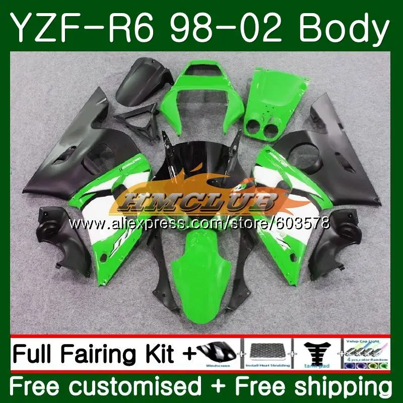 Корпус для YAMAHA YZF600 YZF-R6 1998 1999 2000 2001 2002 53CL. 10 YZF R6 600 R 6 YZF-600 YZFR6 98 99 00 01 02 обтекателя крутое зеленое