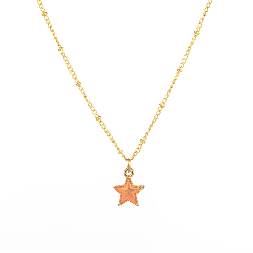 orange star-1 Модное колье, Золотая цепочка, бохо, кристалл, синее сердце, звезда, подвеска, ожерелье для женщин, рождественский подарок для девочек, ювелирные изделия для лучших друзей - Окраска металла: orange star-1