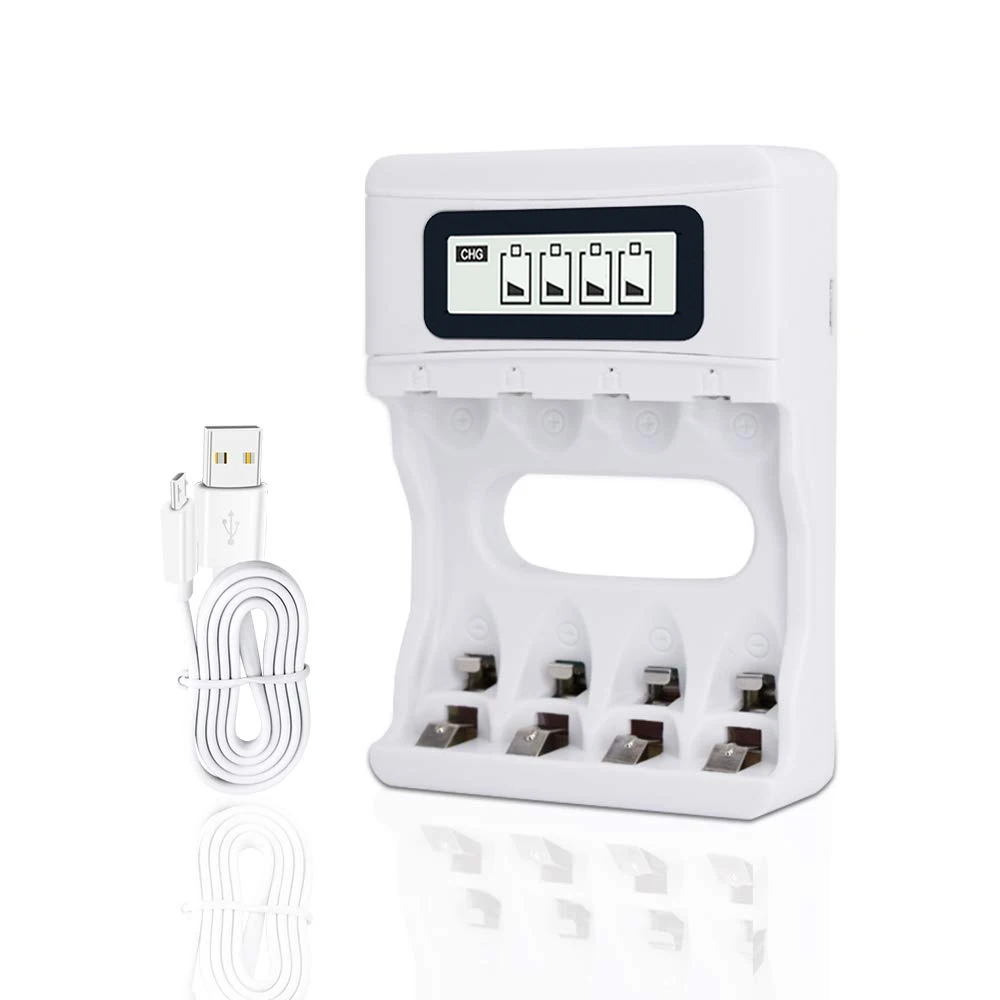 

4 Slots LCD Fast Smart Intelligent Battery USB Charger For 1.2V AA AAA NiCd NiMh Rechargeable Batteries Quick Charger