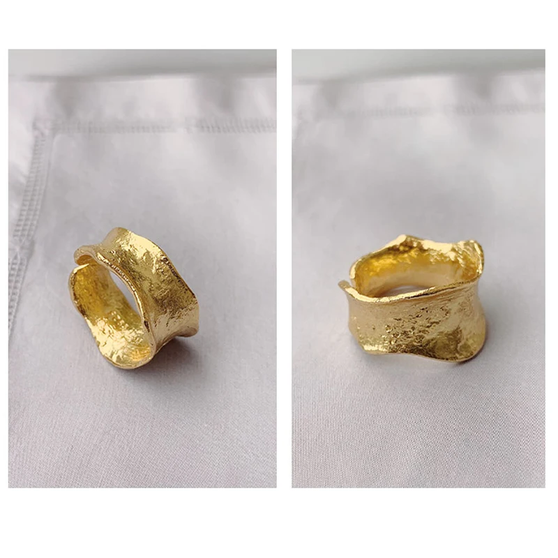 Chunky Gothic Big Bling Adjustable Gold Silver Color Rings For Women Ladies Luxury Irregular Geometric Jewelry Gifts SR2255 - Image 3