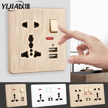 

UK socket India socket Dual Power Socket With USB Outlet Wall Socket UK Socket 13A Smartphone High Speed Charger Port PC panel