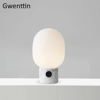 

Marble Stone LED Glass Egg Table Lamps for Bedroom Living Room Table Light Retro Loft Home Art Deco Lighting Fixtures Luminaria