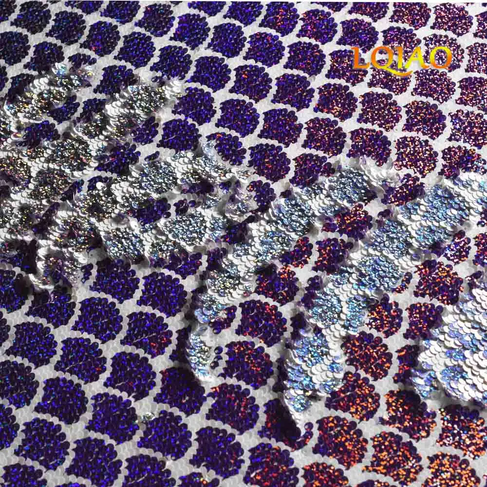 Laser Purple Laser Silver Mermaid Sequin Fabric 007