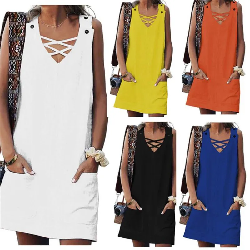 Vest Female Summer New Shirt Sunflower Print Tank Dress Casual Sexy Backless Loose Long Sleeveless Tanks Tops