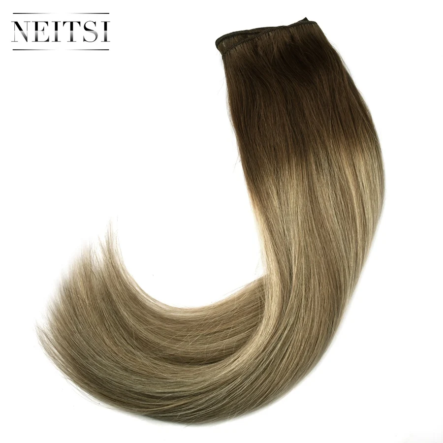 T8-60-T8-14 Neitsi прямые человеческие волосы Remy с двойным нарисованным плетением для наращивания, 20 дюймов, 50 см, 100 г/шт., пряди для наращивания, окрашенные волосы с эффектом омбре - Цвет: T8-60-T8-14