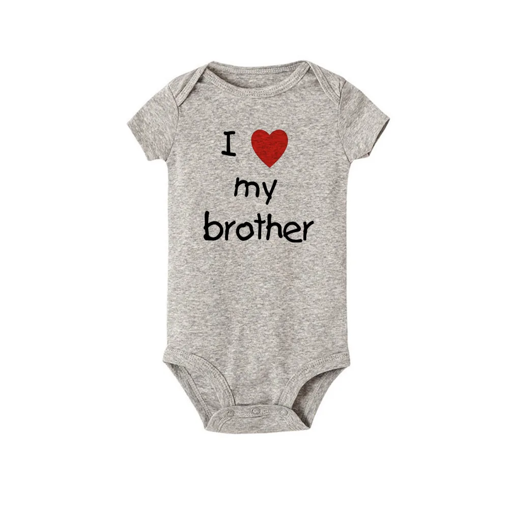 Baby Jumpsuit I Love My Sister Brother Twins Baby Short Sleeve Bodysuit Newborn Baby Boys Girls Infant Summer Romper Clothes Jumpsuit Gifts