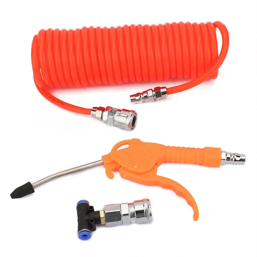 ABS продувочный пистолет для удаления пыли с 6 м пружинный шланг 3-сторонний выход быстрый разъем для автомобиля обеспыливания пневматический продувочный пистолет