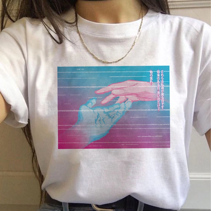 Vaporwave эстетическое 90s модные футболки для женщин Harajuku Ullzang футболки Графический Забавный мультфильм футболка Топ-безрукавка в уличном стиле женский