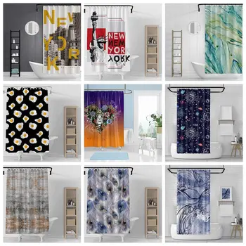 

2020 Hot Sale 3D Printing Waterproof Shower Curtain With 12 Hooks For Bathroom