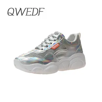 

QWEDF Women's thick sneakers 2019 fashion women's platform shoes with women's sports shoes dad shoes YB-04