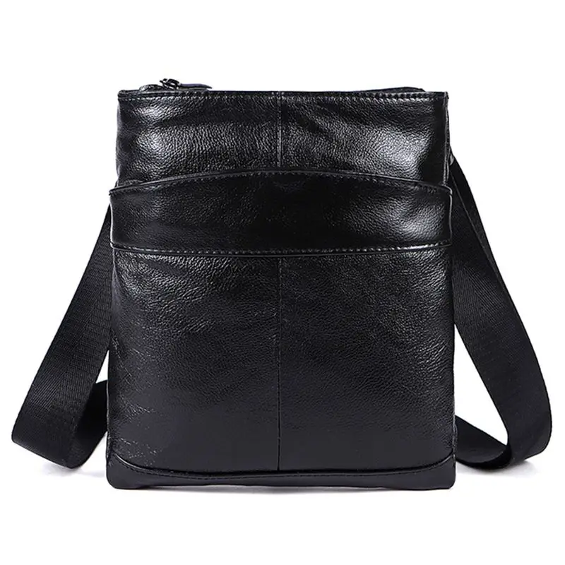 MVA Men's Bag Messenger Bag Men's Leather Shoulder Bag Men's Small Casual Messenger Bag for Ipad 703 - Цвет: Black