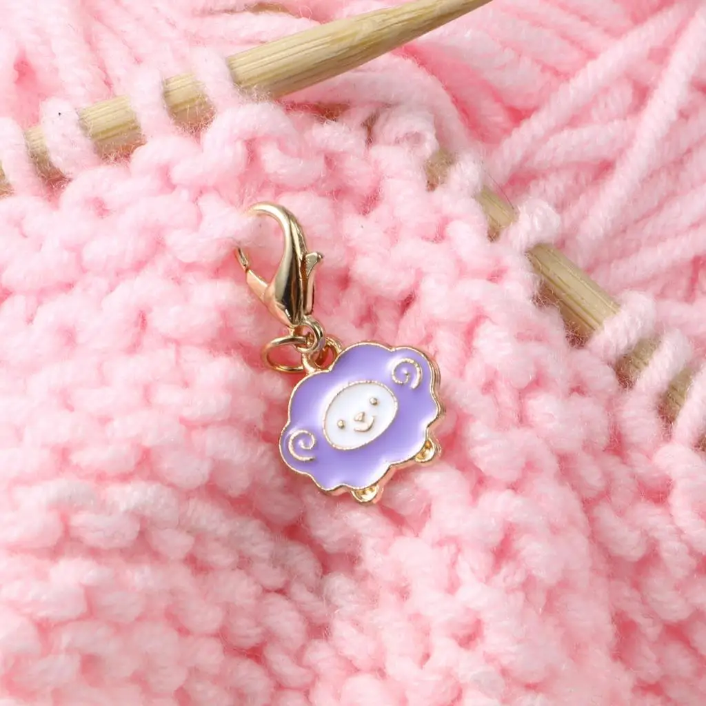 4PCs Enamel Sheep Pendants Locking Stitch Markers Sheep Matel Crochet Latch Knitting Stitching Tools For DIY Handmade Craft Kits