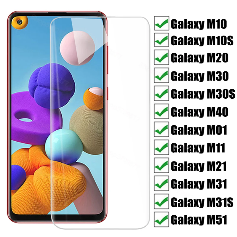 9H HD vidrio templado para Samsung Galaxy M10 M20 M30 M40 M10S M30S Protector de pantalla en M01 M11 M21 M31 M51 M31S protectora de vidrio