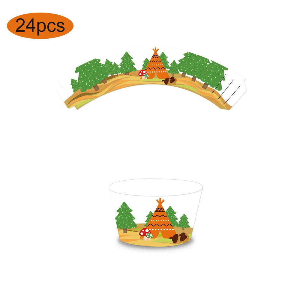 Лесной тематический обертка для торта детский душ лесная Сова енот лиса торт Топпер Украшение мультфильм животное, кекс украшения - Цвет: WB042B