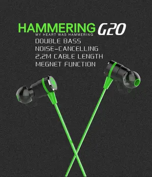 

G20 Sports Noise Reduction Earphones E-sports Game Headsets Wired Magnetic Stereo with Micphone for PUBG gaming headphones