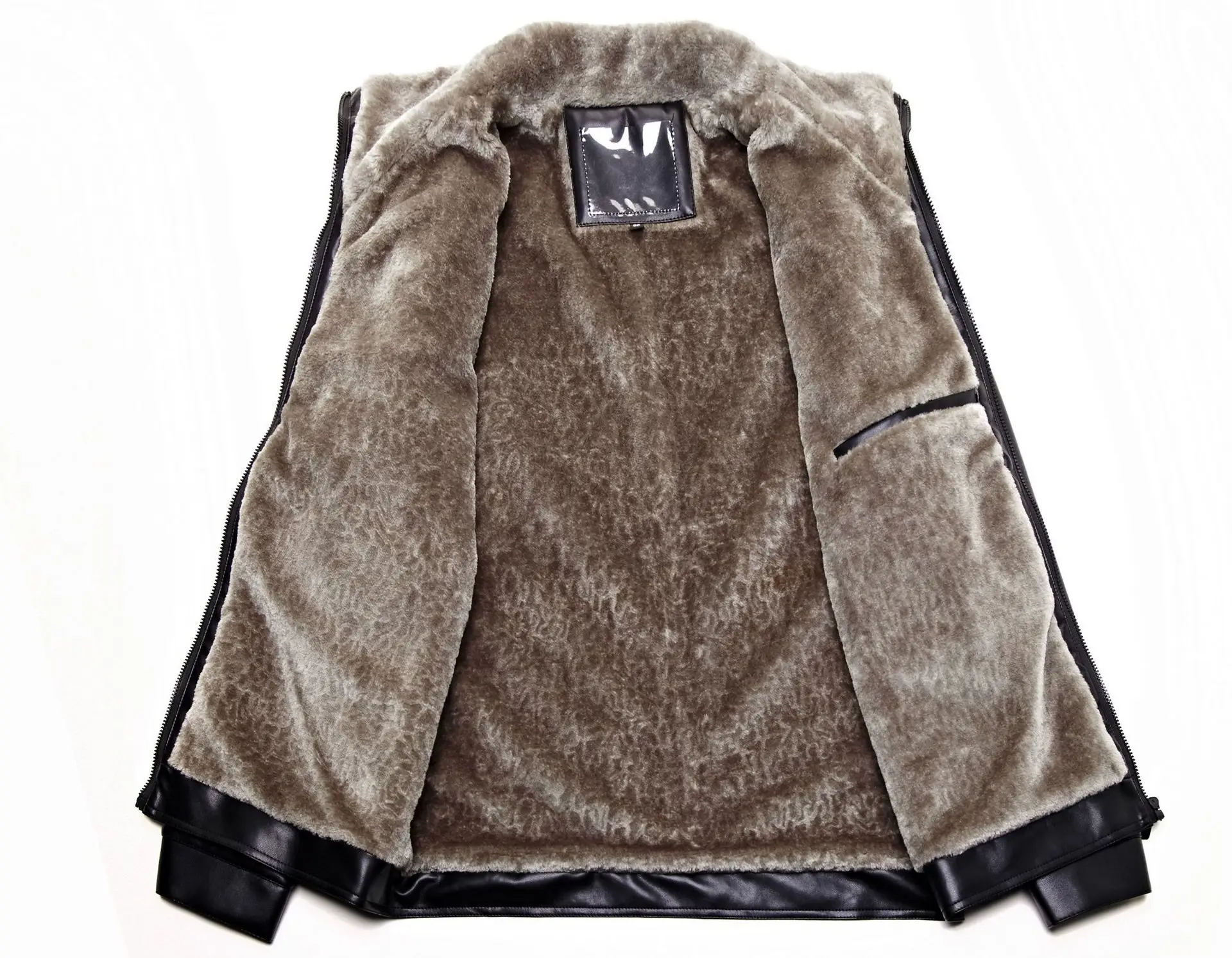 

Plus Size Dad Leather PU Coat Washed Leather Haining Fur Men Thick Velvet Padded Dad Men Jacket High Quality In Stock
