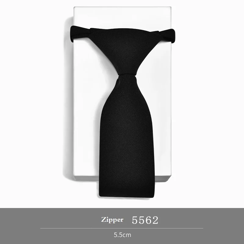 YM-5562 Zipper Дизайнерские новые модные 5,5 см тонкие галстуки для мужчин простые однотонные черные серые шерстяные тканевые Галстуки повседневные аксессуары с подарочной коробкой - Цвет: YM-5562 Zipper