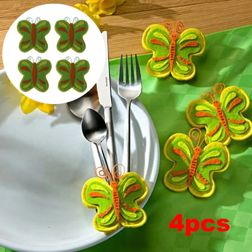 best selling 2020 products 4 Pieces Creative Easter Butterfly Cutlery Bag Knife Spoon Fork For Kitchen support dropshipping | Дом и сад