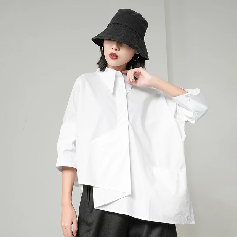 

2020 New Spring Autumn Women Shirt High Quality Hip Hop Style Irregular Plus Size Loose Shirt Casual Women Tops Streetwear