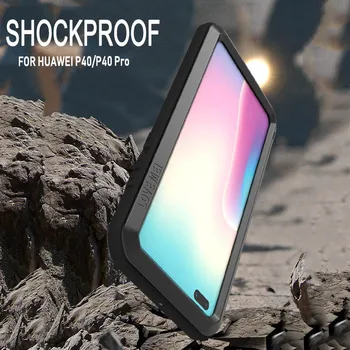 

Metal Shockproof Case For Huawei P40 Luxury Waterproof Cover For Huawei P40 Pro Aluminum Protect Transparent Gorilla glass Armor