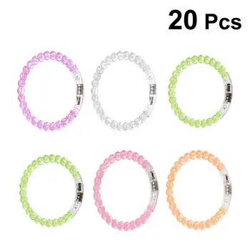 

20PCS Acrylic Shiny Beads Bracelet Luminous Bracelet LED Colorful Flash Concert Glowing Bracelet Wristbands for Party Supplies
