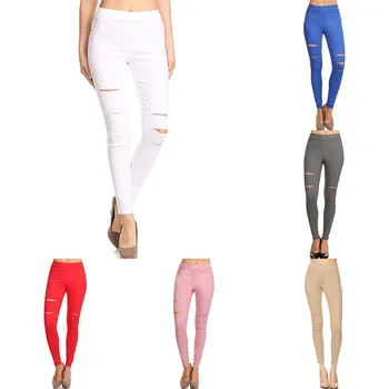 

Plus size 3xl womens hole skinny jeans Ripped Jeans Women Jeggings Denim High Waist Stretch Pencil Trousers Black