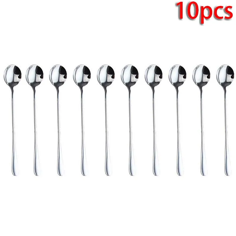 

10X Long Handle Coffee Spoons Tea Ice Cream Stirring Spoon Stainless Steel Stylish Kitchen Supply Home Party Decorations