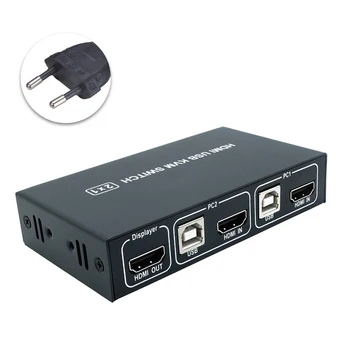 

2 In 1 Out HDMI Meeting School Dual USB For Laptop PC KVM Switch Box Keyboard Mouse Sharing Multi Device Control UHD 4K 1080P
