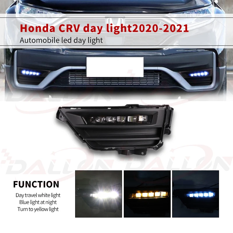 

12 В светодиодный ные дневные огни для Honda CRV CR-V 2020 2021 желтый сигнал поворота Ночная Синяя лампа DRL Автомобильные светодиодные дневные ходосветильник огни противотуманные лампы