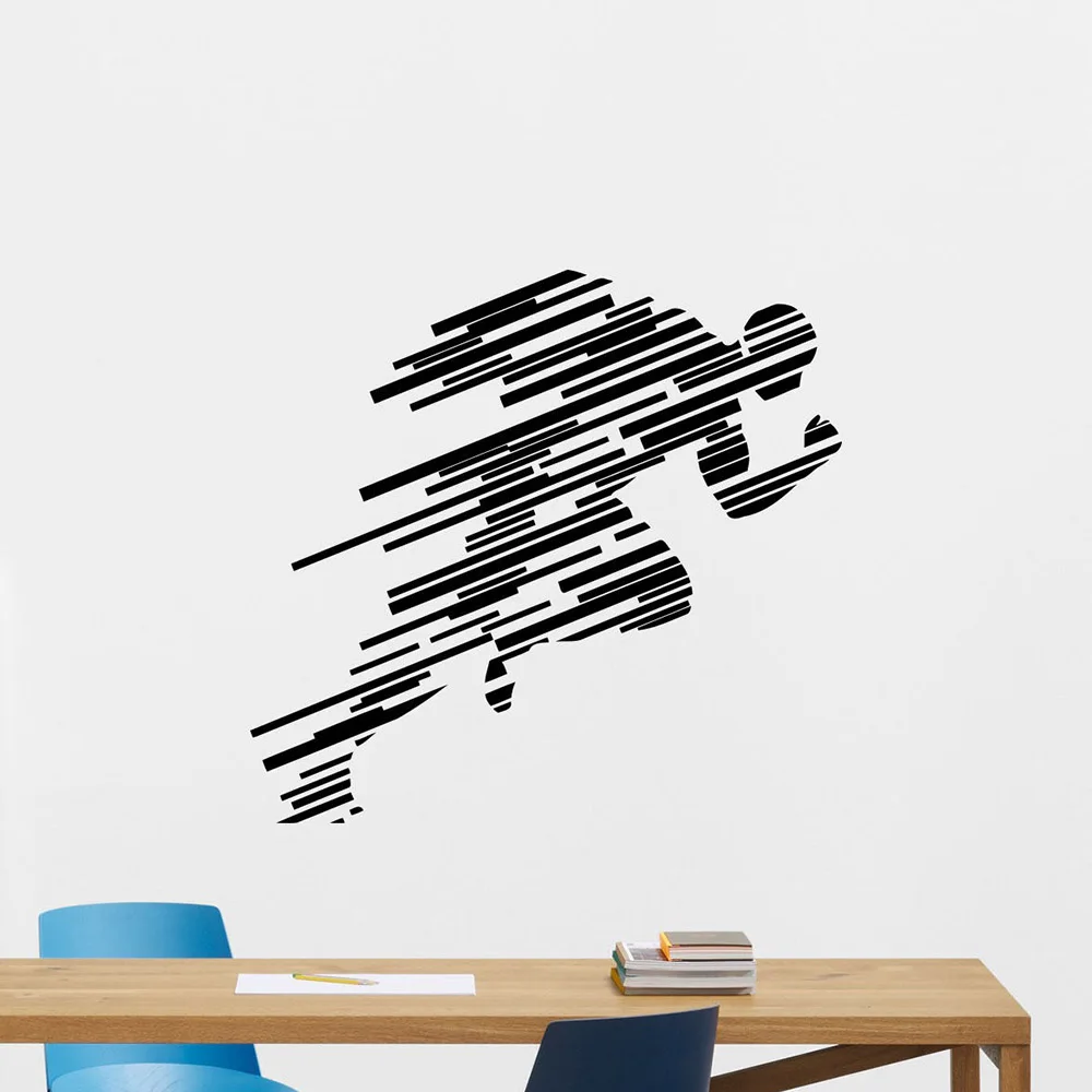 Runner Wall Decal Running Sport Gym Fitness Centre Art Decor Vinyl Living Room Office Interior
