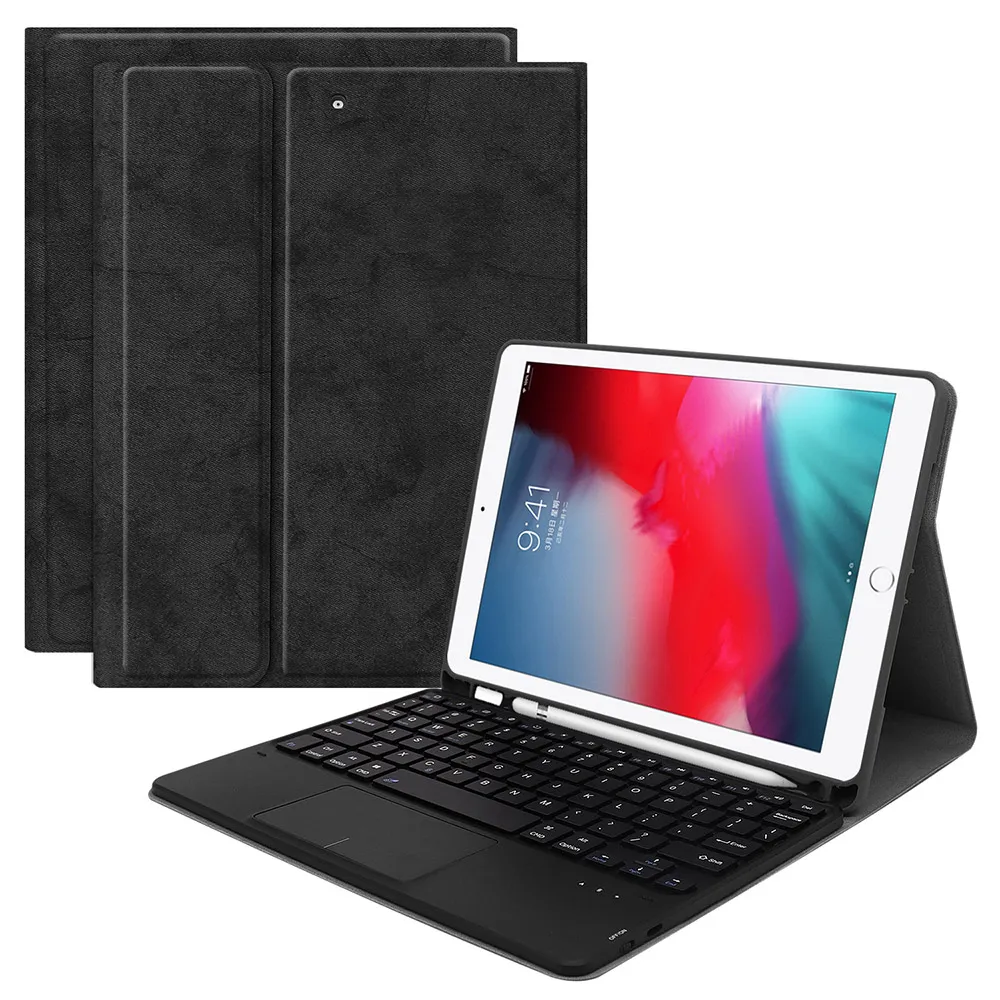 

For iPad 10.2 inch 2019 Touch Bluetooth American Keyboard Tablet Protective Cover with PU Leather Case Set