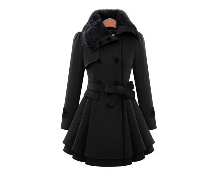 AliExpress стиль Европа и Америка женское платье приталенный шерстяной пиджак средней длины двубортное плотное пальто