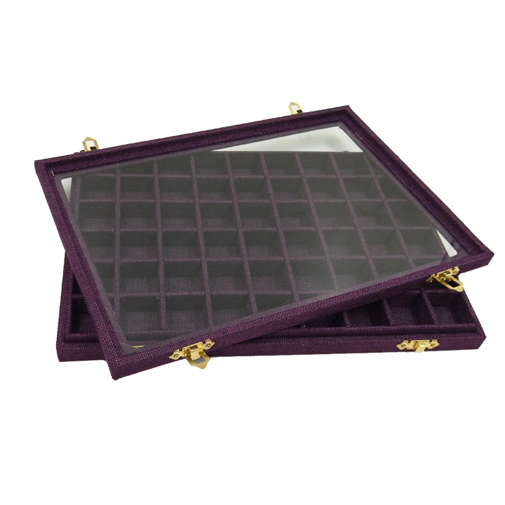 Line Box 54 Grids Clear Glass Lid Rings Holder Showcase Storage Organizer Jewelry Packaging for earrings necklaces bracelets Line Box 54 Grids Clear Glass Lid Rings Holder Showcase Storage Organizer Jewelry Packaging for earrings necklaces bracelets