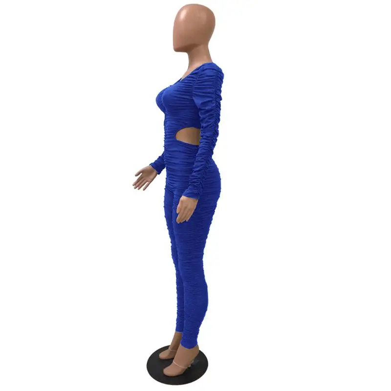 ZKYZWX Sexy Bodycon Jumpsuit Fashion Nova Overalls One Piece Club Outfits Draped Backless Long Sleeve Rompers Womens Jumpsuit