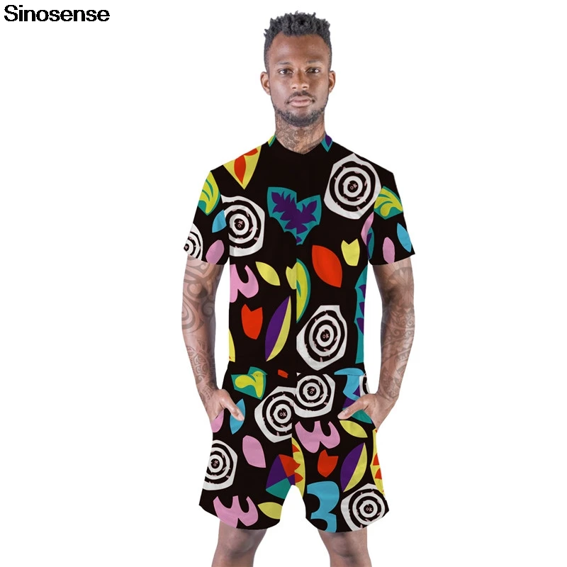 Мужской комбинезон Повседневный забавный 3D принт короткий рукав новинка