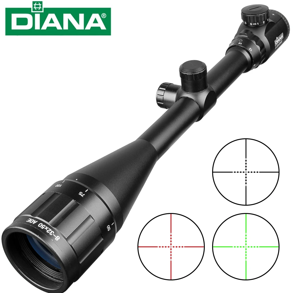 

Tactical 8-32X50 Rifle Optics Red Dot Green Sniper Scope Compact Riflescopes Hunting Scopes