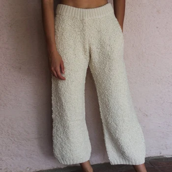 

Autumn And Winter Women's Cropped Trousers Street Fashion Flannel Pants Ladies Solid Color Waist Tights Pants