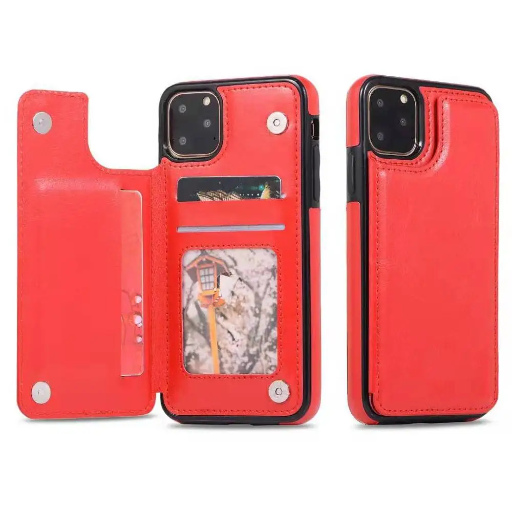 Защитный чехол для iPhone 11/iPhone 11 Pro/iPhone 11 Pro max, можно положить карты ПУ кожаный чехол анти-падение Чехол для iPhone11 - Color: Red