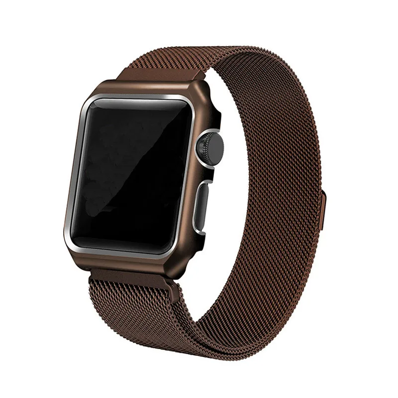 Миланская петля+ металлическая рамка для Apple Watch 38 мм 42 мм 40 мм 44 мм серия 5 4 браслет из нержавеющей стали для iWatch 3 2 - Цвет ремешка: coffee