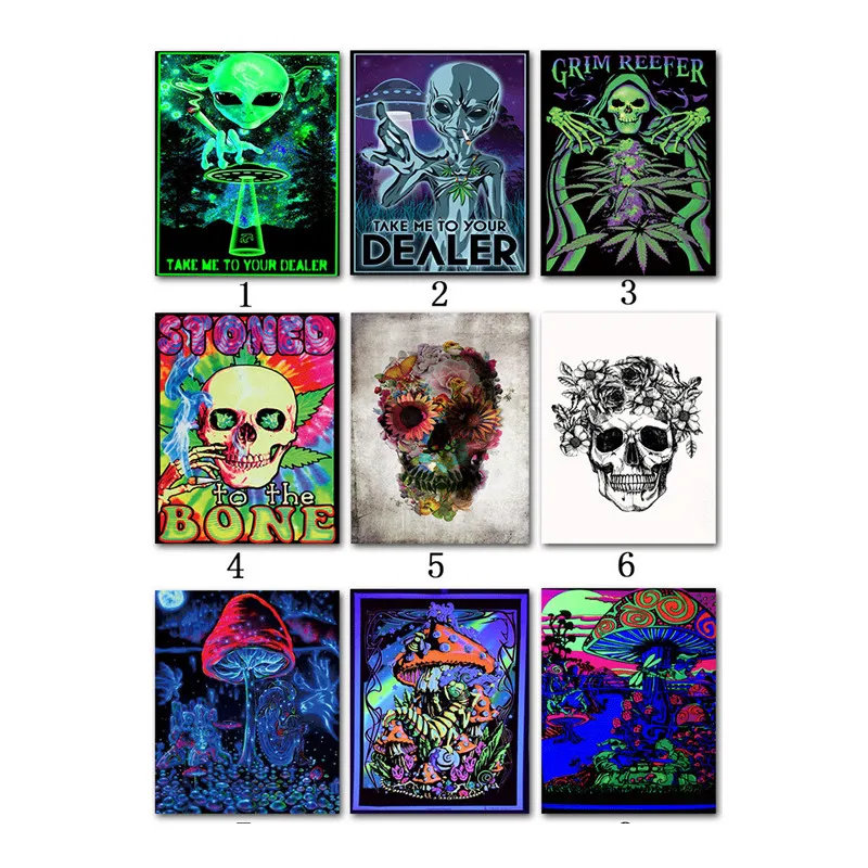 Гриб психоделическая Футболка шелковая ткань печати плакатов Абстрактная