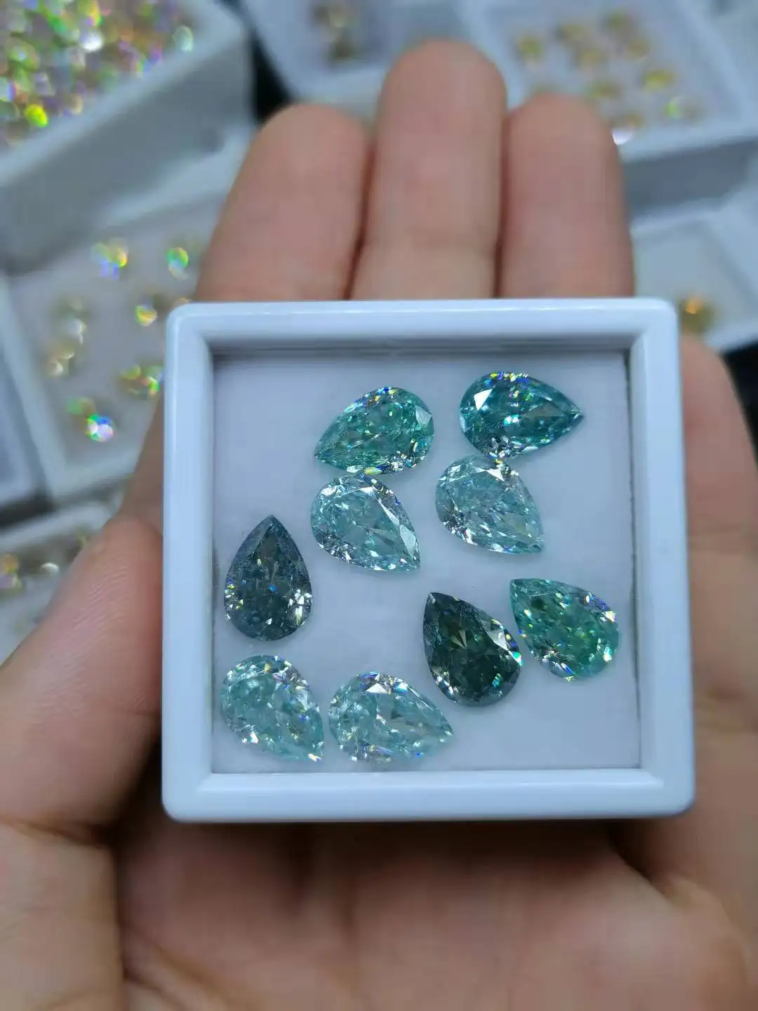 

4x6-9x13mm D VVS1 Crushed Ice Hybrid Pear Excellent Cut Loose Gemstones Moissanite Factory Supplier Pass Moissanite Tester