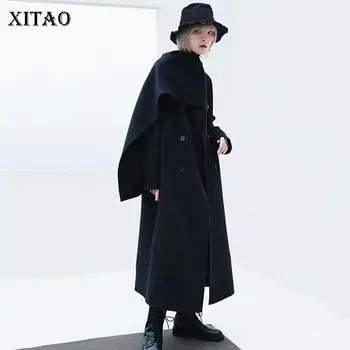 

XITAO Black Drawstring Blends Fashion New Women Patchwork Small Fresh 2020 Winter Goddess Fan Casual Style Loose Coat ZY2013