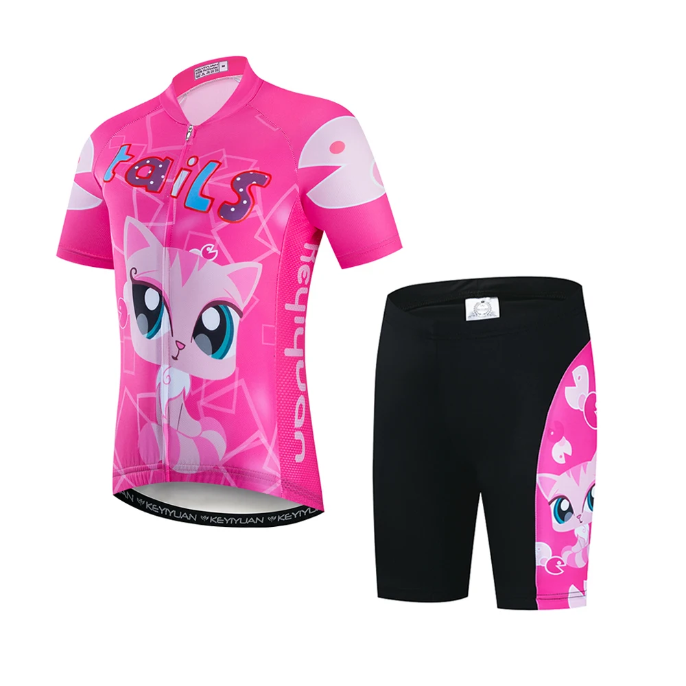 KEYIYUAN Kids Cycling Jersey Set Boy Girl Short Sleeve Summer MTB Cycle Clothing Child Bicycle Wear Sports Suit Roupa Ciclismo