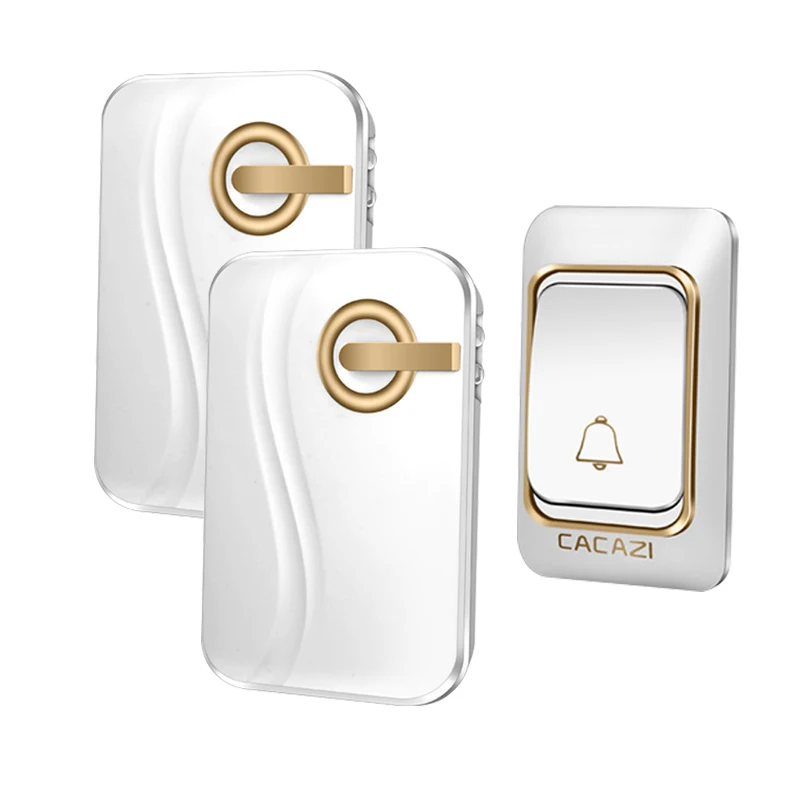 CACAZI Outdoor Ring Wireless Doorbell DC Battery-operated Home 200M Remote Waterproof Button Receiver Door Chime Cordless Bell