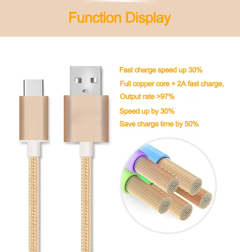 USB C Type C fast Charging Data Nylon Cable for Huawei P20 / P20 Pro / P20 Lite honor 10 V20 V30 UMiDiGi Z2 A1 Pro Phone Charger